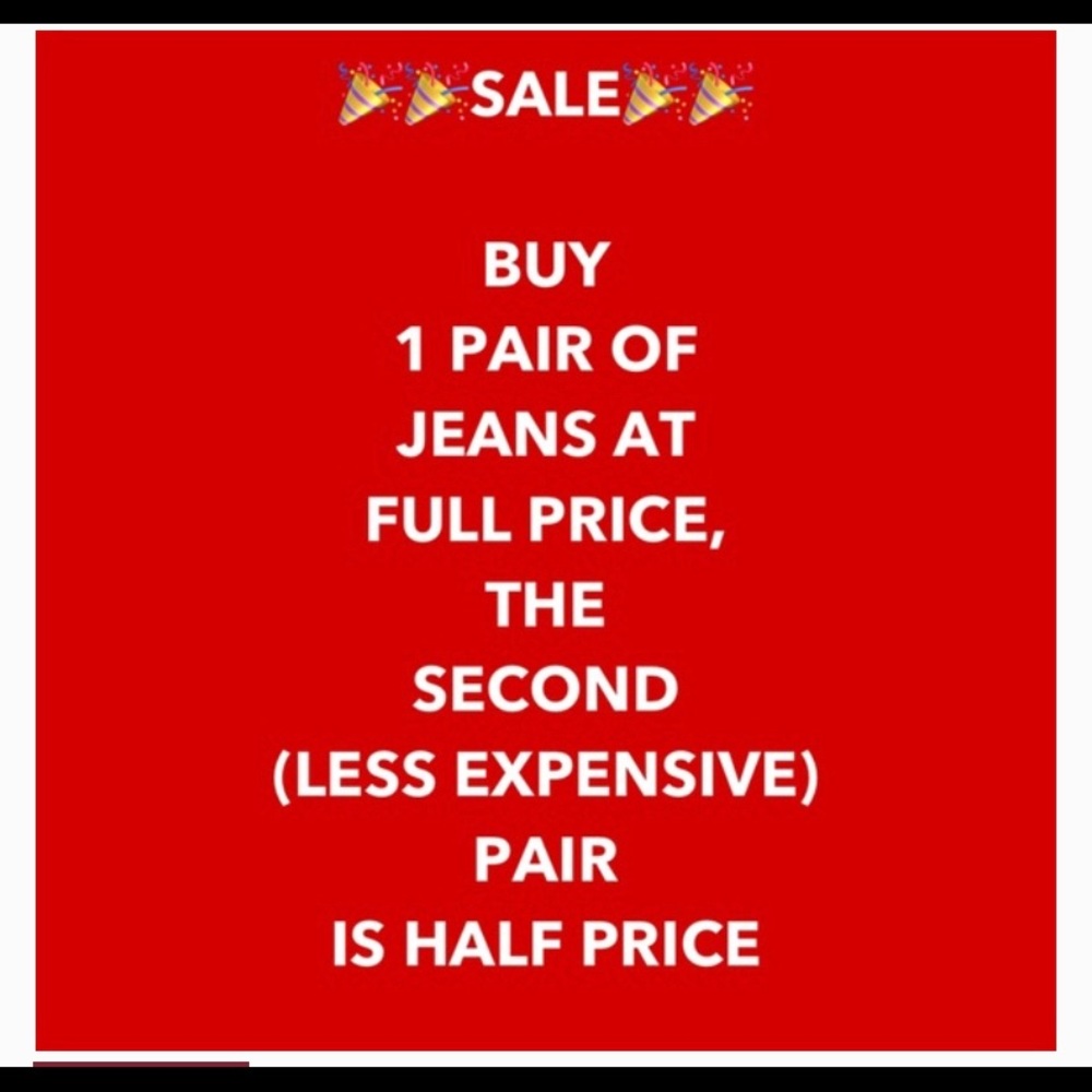 👖BOGO Men & Women’s Jeans BUY. 1 GET. 1 half off